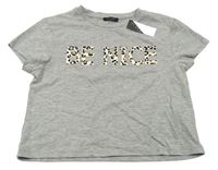 Sivé melírované crop tričko s nápisom M&Co.