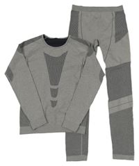 2 set - Sivé funkčné spodné triko + spodné funkčné legíny zn. Crivit