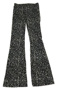 Černo-béžové vzorované flare legíny 