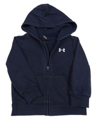 Tmavomodrá propínací mikina s logem a kapucí Under Armour