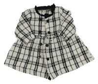 Bílo-černý kostkovaný pletený kabátek