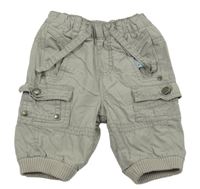 Šedé plátěné podšité kalhoty s kapsami 