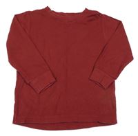 Vínové rebrované tričko Next