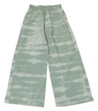 Zelené vzorované ľahké široké nohavice H&M
