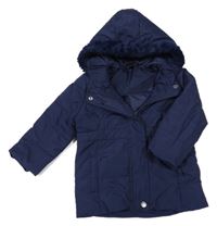 Tmavomodrý šušťáková zateplená parka s kapucňou Kiki&Koko