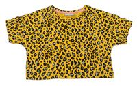 Horčicové crop tričko s leopardím vzorom Matalan