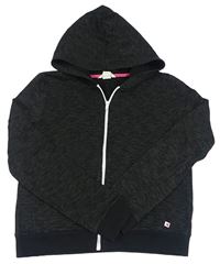 Tmavošedo-čierna melírovaná prepínaci crop mikina s kapucňou H&M