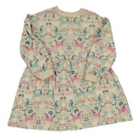 Smetanové květované teplákové šaty s jednorožci Mothercare