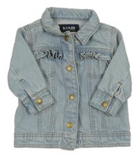 Svetlomodrá rifľová bunda s volánikmi Kiabi