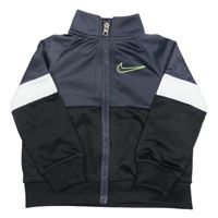 Černo-bílo-šedá propínací sportovní mikina s logem Nike