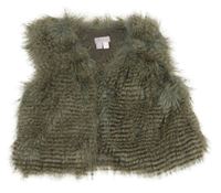 Sivo-čierna pruhovaná kožušinová crop podšitá vesta Monsoon