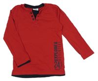 Červeno-tmavomodré tričko s nápismi Topolino