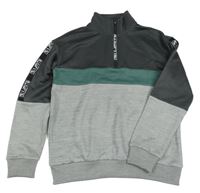 Antracitovo-zeleno-sivá mikina s nápismi Nutmeg