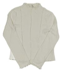 Biele rebrované crop tričko H&M