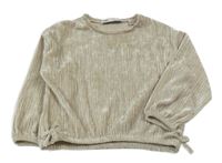 Béžová rebrovaná zamatová ľahká mikina Zara