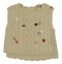 Béžová vzorovaná pletená vesta s obrázkami Nutmeg