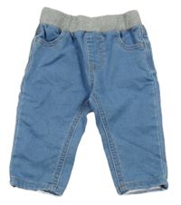 Svetlomodré teplákové rifle s úpletovým pasom