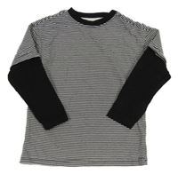 Černo-bílé pruhované triko Tu