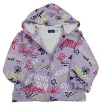 Lila prepínaci mikina s nápismi a kapucňou Chicco