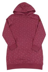 Vínové kvetované teplákové šaty s kapucňou Yigga