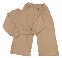 2set -Broskvová žebrovaná crop mikina + široké  tepláky Next