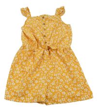 Hořčicový květovaný kraťasovový overal Matalan