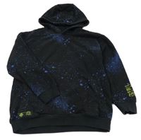 Černo-modrá mikina s fleky a kapucí Next