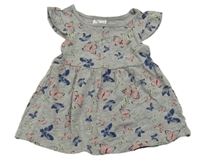 Sivé šaty s motýlikmi Pocopiano