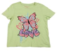 Světlezelené tričko s motýlkem a nápisem Primark