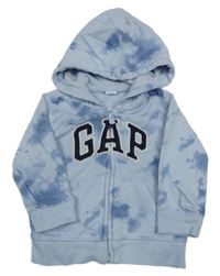 Světlemodrá batikovaná propínací mikina s logem a kapucí GAP