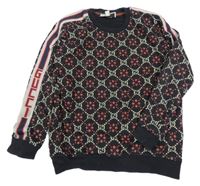 Černo-červeno-béžová vzorovaná mikina Gucci