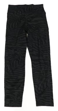 Antracitovo-čierne vzorované športové crop legíny Adidas