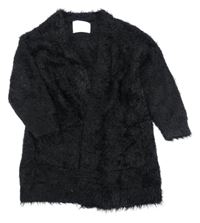 Černý chlupatý svetrový cardigan Zara