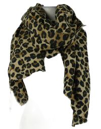 Nové - Dámská béžovo-černá vzorovaná šála Primark 