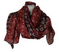 Nové - Dámska červená vzorovaná šál