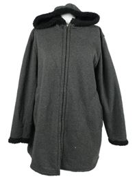 Dámský tmavošedý teplákový zateplený kabát s kapucí Bonprix 