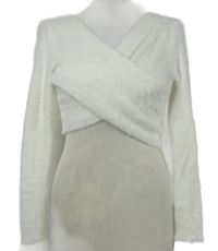 Dámské bílé chlupaté svetrové bolerko Shein 