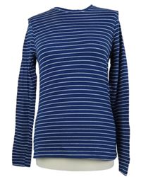 Dámské tmavomodro-bílé pruhované triko 