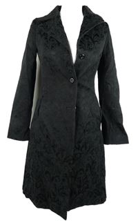 Dámský černý vzorovaný jarní kabát MNG 