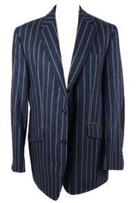 Pánske tmavomodré pruhované vlnené sako Scabal