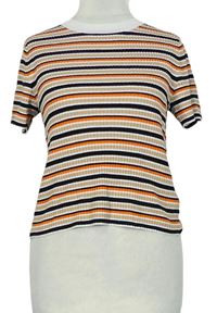 Dámske farebně pruhované rebrované úpletové tričko H&M