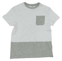 Bielo-sivé tričko s vreckom M&S