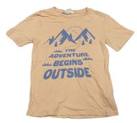 Svetloružové tričko s horami a nápisom zn. H&M