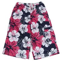 Neonově růžovo-černé květinové plážové capri kalhoty M&S