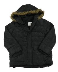 Černá šusťáková zimní bunda s kapucí Sinsay