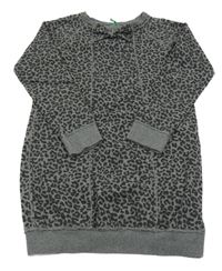 Sivo-čierne vzorované teplákové šaty Benetton