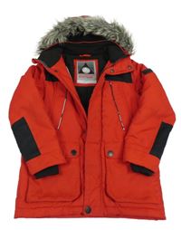 Červeno-čierna šušťáková zimná bunda s kapucňou Next