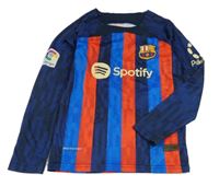 Tmavomodro-modro-červené pruhované fotbalové triko FC Barcelona