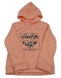 Svetloružová mikina s nápisom a kapucňou