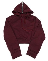 Vínová crop mikina s kapucňou
